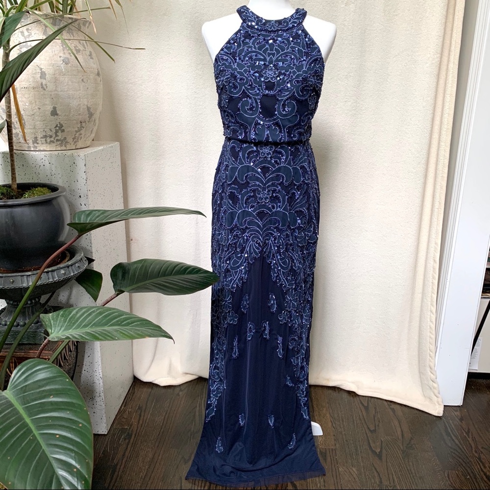 Stunning Blue w/blue sequin special occasion gown
